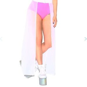 Open Front Chiffon Maxi Skirt